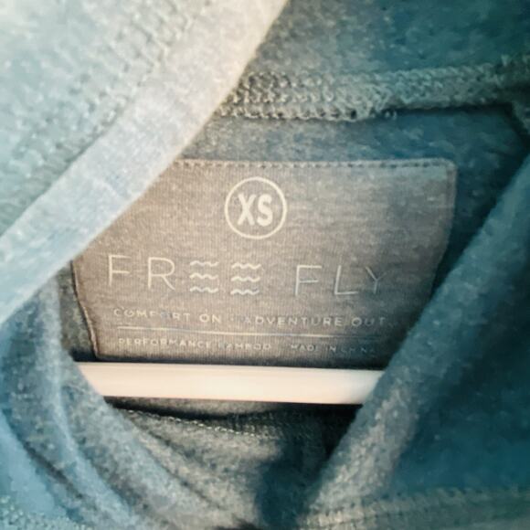Free Fly Hoodie Sweatshirt XS Blue Thumb Loop Bamboo Performance Minimalist - Picture 2 of 5